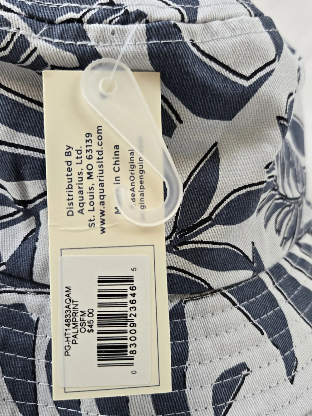 Original Penguin Navy & White Tropical Leaf Bucket Hat